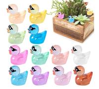 12 Resin Ducks, Colorful Ducks, In The Night Ducks, Miniature Figures Fairy Garden Ducks, Little Ducks Ornaments for Garden Landscape Aquarium