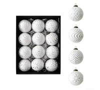 12 Retro Style Christmas Ornament Balls 8cm Diameter with Antique Finishes Suitable for Hanging Decorations on For Trees and Commercial Windows (Silver)