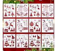 12 Reusable Christmas Stencils for Crafts, Kids' Xmas Crafts & Window Spray - Journal & Card Making Supplies (8 x 7in)