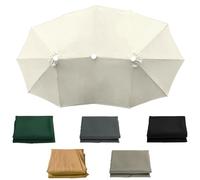 12 Ribs Double Sided Replacement Umbrella Canopy Cover, 4.6m Twin Umbrella Replacement Canopy, Outdoor Sunshade Yard Market Parasol Top Cloth, Waterproof Fabric(Beige)