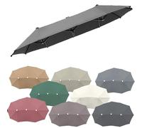 12 Ribs Double Sided Umbrella Canopy Cover 460cm Large Triple-Size Patio Umbrella Replacement Fabric, Yard Market Parasol Top Replacement Cloth(4.6mx2.7m/15ftx9ft Grey)
