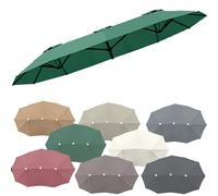 12 Ribs Double Sided Umbrella Canopy Cover 460cm Large Triple-Size Patio Umbrella Replacement Fabric, Yard Market Parasol Top Replacement Cloth(4.6mx2.7m/15ftx9ft Dark Green)