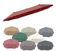 12 Ribs Double Sided Umbrella Canopy Cover 460cm Large Triple-Size Patio Umbrella Replacement Fabric, Yard Market Parasol Top Replacement Cloth(4.6mx2.7m/15ftx9ft Wine Red)
