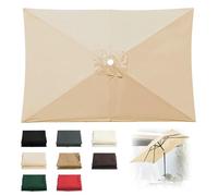 12 Ribs Outdoor Sun Umbrella Replacement Cloth, 2Pcs Replacement Cloth For Patio Umbrella Rectangle, Center Column Garden Parasol Canopy Cover, Waterproof UPF30+ Polyester Fabric