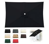 12 Ribs Outdoor Sun Umbrella Replacement Cloth, 2Pcs Replacement Cloth For Patio Umbrella Rectangle, Center Column Garden Parasol Canopy Cover, Waterproof UPF30+ Polyester Fabric