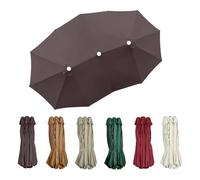 12 Ribs Sun Umbrella Replacement Cloth, Large Double-Sided Umbrella Top Cover, 15ft Patio Umbrella Replacement Canopy Waterproof Canopy(Brown)