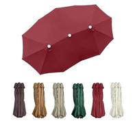 12 Ribs Sun Umbrella Replacement Cloth, Large Double-Sided Umbrella Top Cover, 15ft Patio Umbrella Replacement Canopy Waterproof Canopy(Red)