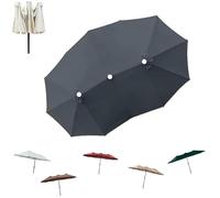 12 Ribs Umbrella Cover Canopy Replacement for 15' Double-Sided Pool Umbrella, Sunshade Replacement Cover for Outdoor Patio Beach(Dark Grey)