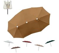 12 Ribs Umbrella Cover Canopy Replacement for 15' Double-Sided Pool Umbrella, Sunshade Replacement Cover for Outdoor Patio Beach(Khaki)