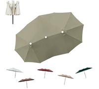 12 Ribs Umbrella Cover Canopy Replacement for 15' Double-Sided Pool Umbrella, Sunshade Replacement Cover for Outdoor Patio Beach(Taupe)