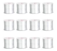 12 Rolls 1mm Elastic String For Bracelets White 1968Ft Stretchy Cords Stretch Bead Cord Elastic Beading Thread for Bracelet Necklaces Clay Beads Jewelry Making