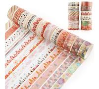 12 Rolls Aesthetic Washi Tape Set,15mm x 2m Gold Foil Tree Ferris Wheel Hot Air Balloon Decorative Tape, Landscape Pattern Masking Tapes for Scrapbook Design Journaling Handbook Making Card Wrap Craft