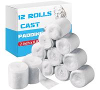 12 Rolls Cast Padding Individual Pack Soft Cotton Undercast Padding Wrap Use with Plaster Cloth Gauze Bandage for Halloween Wrap Bandage Art, Body Casts, Mask Making, Craft (2 Inch x 8.8 ft)