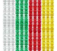 12 Rolls Christmas Tinsel Garland Xmas Metallic Glittering Tinsel Tree Hanging Decorations for Wedding Birthday Party, Multicolor, 24 Meters Totally, Extra Fine