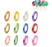 12 Rolls Double-Sided Satin Curling Ribbon Set - 5mm Wide, 12 Vibrant Colors, 10M/Roll for Balloons, Weddings, Christmas, Parties & Crafts