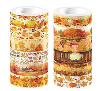12 Rolls Fall Washi Tape Set Autumn Pumpkin Leaf Decorative Tape for Crafts | 12 Rolls Fall Washi Tape Set Autumn Pumpkin Leaf Decorative Tape for Scrapbooking Card Making Journal Planner Craft Projects.