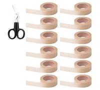 12 Rolls Medical Tape, Elastic Sports Tape for Athletic Sports, Micropore Surgical Tape with Scissors, Nose Tape, Kinesiology Tape for Pain Relief, Physio Therapy (1.25cm*9.14m, Skin Color)