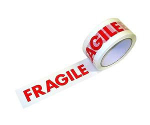 12 Rolls of Fragile Printed Packing Tapes 66MX48MM for PARCELS and Boxes. Heavy Duty Strong Long Secure Sticky Seal (Fragile Printed, 12 Rolls)