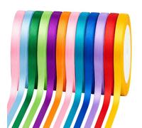 12 Rolls Satin Ribbon Set 6mm x 22m Per Roll Polyester Double Faced Ribbon for Gift Wrapping Wedding Decor DIY Crafts and Balloon Decorations