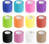 12 Rolls Self Adherent Cohesive Bandages, 5cm*4.5m Pet Vet Wrap Bandages for Horses Dogs for Wrists Ankle Sprains Elastic Bandage for Sports (Multicolour)