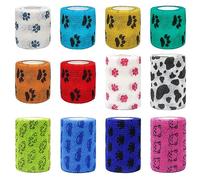 12 Rolls Self-Adhesive Bandage Animal Bandage Dog Vet Wrap Pet Self-Adhesive Bandage for Fingers Wrists, Knees, Ankle Sprains and Swelling 5 cm x 4.5 m