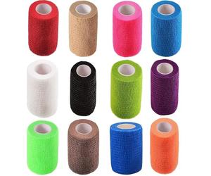 12 Rolls Self-Adhesive Bandage Wrap, 4.5m*10cm Self Adherent Cohesive Bandages, Elastic Sport Wrap Tape Stretch Bandage Wrap Athletic Tape, Pet Vet Wrap, for Human Animals Ankle Sprains Swelling