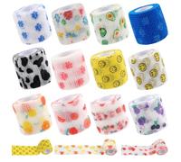 12 Rolls Self Adhesive Bandage Wrap 5cm x 4.5m,12 Colours Pet Vet Wrap Cohesive Bandages for Dogs, Elastic Sports Tape for Wrist, Ankle Injuries