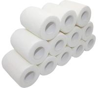 12 Rolls Self-Adhesive Bandage Wrapped in Color, 10cm x 4.5M Elastic Self-Adhesive Bandage,First Aid Sports Wrap Adhesive Bandage, Elastic Self Adhesive Bandage (White)