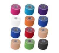 12 Rolls Self Adhesive Sports Tape for Knee and Shin, Porous | Polyester Non Woven Fabric with Thick Cotton, Easy Removal When Wet, for Adults and Workout Training Random Color