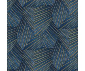 12 Rolls X Erismann Elle Geometric Blue Gold Stripe Textured Vinyl Wallpaper