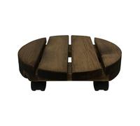 (12") Round Wooden Pot Caddy Dark Wood 21 mm Thick Heavy Duty Garden Pride