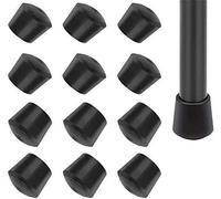 12 Rubber Chair Leg Caps, 1 inch Tips for Indoor/Outdoor Patio Garden Office Round Chairs, Black
