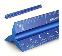 12" Ruler, Aluminum Architectural Triangular Drafting Scale Ruler for Office School, Measurements Tools for Architects Draftsman and Engineers, Laser-Etched Markings, Blue