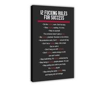 12 Rules for Success Motivational Poster Canvas Poster Bedroom Decor Landscape Office Room Decor Gift Frame: 12x18inch(30x45cm)