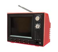 :12 Scale Mini Working TV for Dollhouse - Retro Playable Television with Screen & Sound - Doll Furniture Decor Entertainment Center Gift- Red