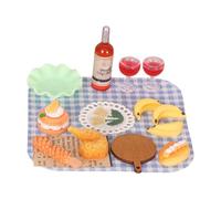 12 Scale Miniature Meal Food Figure Set, Picnic Cans, Bottles & Cups, Dollhouse Kitchen Decor, Fridge Accessories, Drink Dispenser for Small House Outdoor Play
