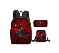 (12) School Children Anime Naruto Backpack for Boys Students 3 Pcs Set School Bag Shoulder Bag Pencil Case Naruto Uzumaki Travel
