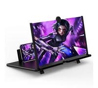 12" Screen Magnifier for Cell Phone -3D HD Magnifing Projector Screen Enlarger for Movies, Videos and Gaming - Foldable Phone Stand Holder with Screen Amplifier-Compatible with All Smartphones (Black)