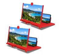 12" Screen Magnifier Newest Version, 3D Pull-Out HD Screen Phone Projector, Foldable Phone Stand with Screen Magnifier, for Watching Movies Playing Games, Supports All Smartphones (2*Red)