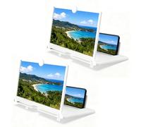 12" Screen Magnifier Newest Version, 3D Pull-Out HD Screen Phone Projector, Foldable Phone Stand with Screen Magnifier, for Watching Movies Playing Games, Supports All Smartphones (2*White)