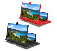 12" Screen Magnifier Newest Version, 3D Pull-Out HD Screen Phone Projector, Foldable Phone Stand with Screen Magnifier, for Watching Movies Playing Games, Supports All Smartphones (Red+Black)