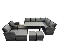 12 Seater Patio Dining Corner Sofa Sets with Chair Dark Grey Mixed Fimous Dark Grey One Size