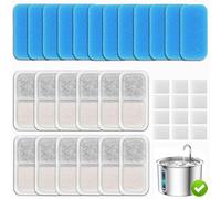12 Set Cat Fountain Replacement Filters Compatible with oneisall PWF-001 2L/67oz Stainless Steel Pet Water Fountain Filters with Replacement Pre-Filter Pump Sponges