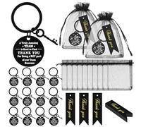 12 Set Employee Appreciation Gifts Bulk Include Inspirational Quote Keychain Thank You Gifts Cards Organza Bags Motivational Gift for Coworkers Volunteer Teacher Nurse Team Office School Supplies