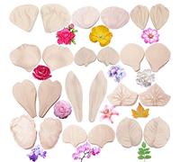 12-set Gumpaste Fondant Moulds, Silicone Veining Molds, Sugar Flower Craft Making Tools for Fondant, Chocolate, Soap, Polymer Clay, Cake Decorating