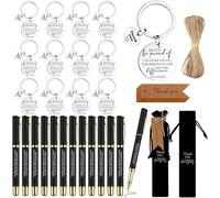 12 Set Inspirational Ballpoint Pens with Motivational Keychain Thank You Cards Gift Bags Personalized Employee Appreciation Gift Thank You Gifts Bulk for Teacher Coworker Team Staff Volunteer