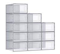 12 Set Storage Boxes, Transparent + Dove Grey / 33.5x23.2x14.3cm / 12