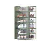 12 Set Storage Boxes, Transparent + Green / 33.5x23.2x14.3cm / 12