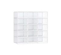 12 Set Storage Boxes, Transparent + White / 33.5 x 23.2 x 14.3 cm / 15
