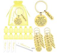 12 Set Thank You Keychain Gifts for Women Inspirational Keyring Thank You Cards Organza Bags Employee Appreciation Gifts for Colleagues Teacher Nurse Team Staff Coworkers Volunteer
